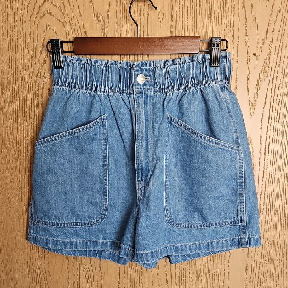 Madewell Paper Bag Light Blue High-Rise Denim Shorts - Picture 2 of 8
